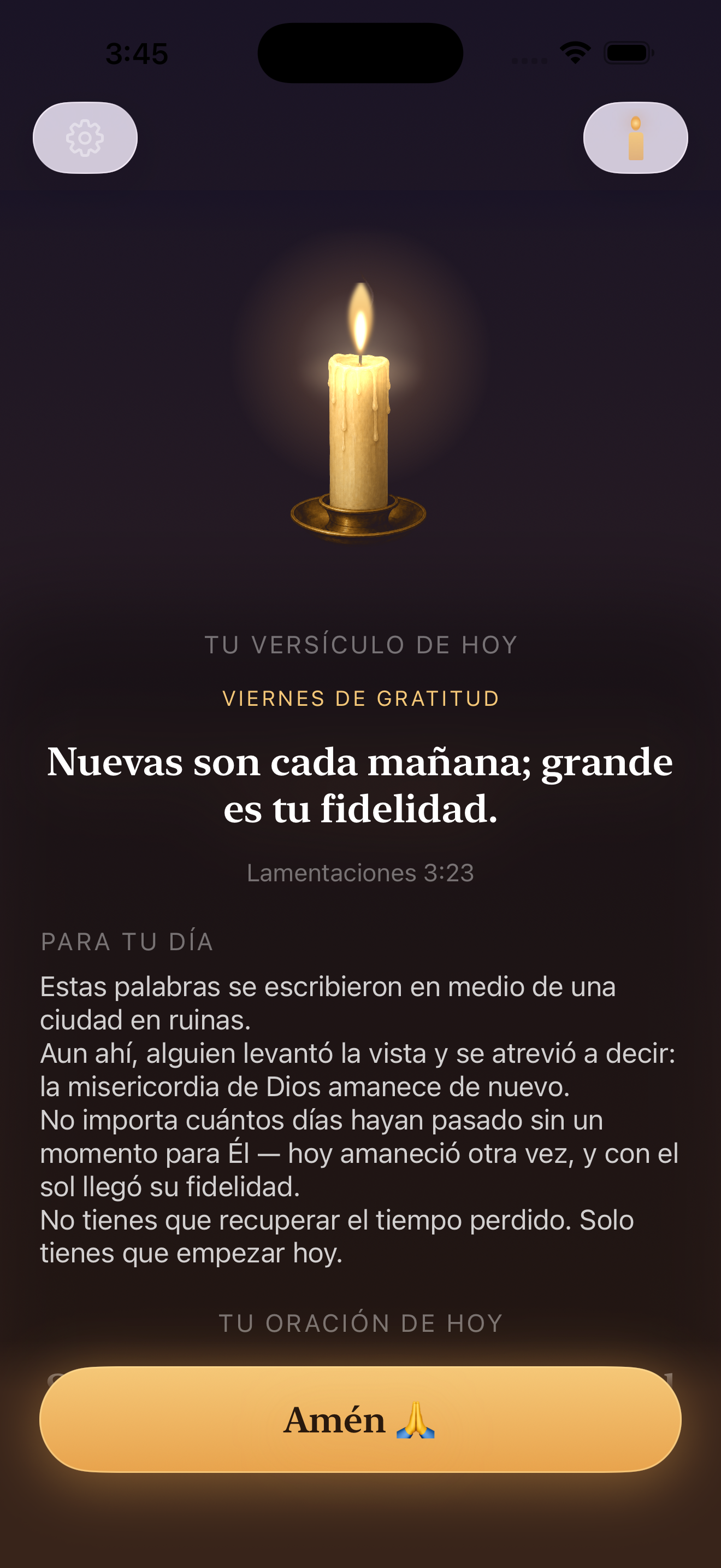 La velita encendida tras decir Amén